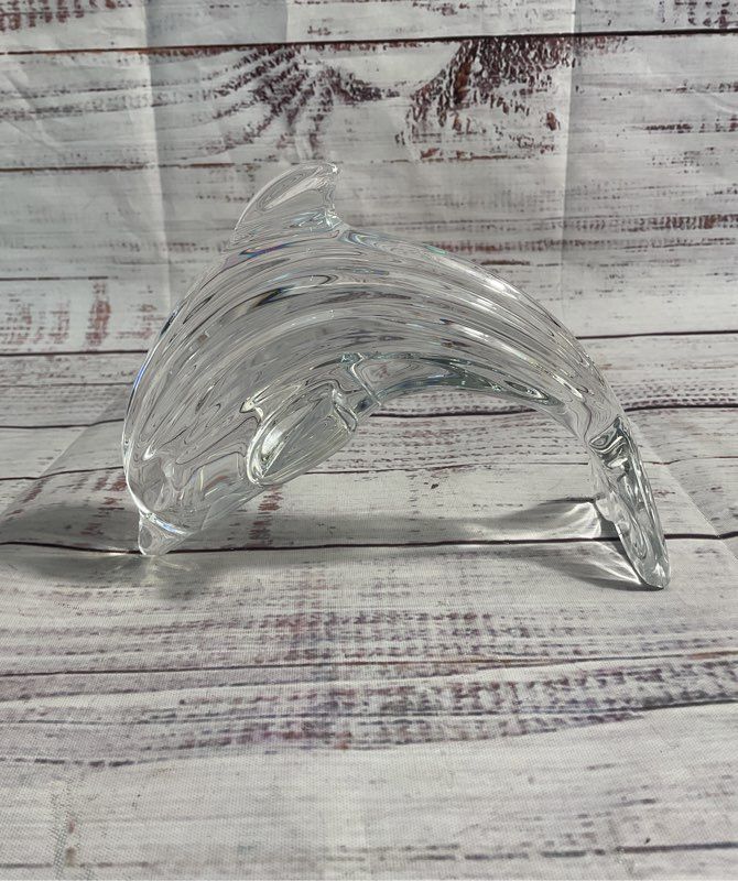 Vintage Waterford Solid Crystal 5.25" Leaping Dolphin Figurine Paperweight