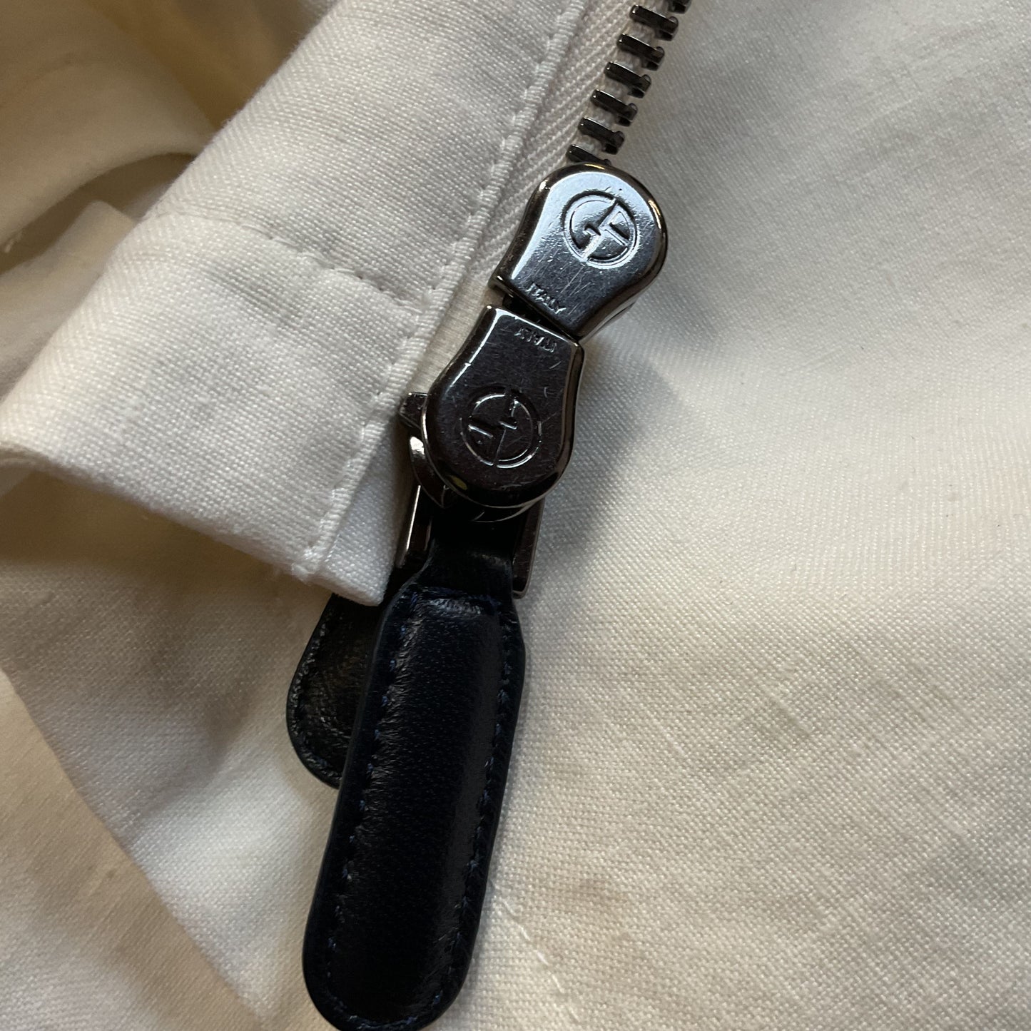 GIORGIO ARMANI Men's White Linen Hooded Casual Adjusted Waist Jacket- SZ 48R