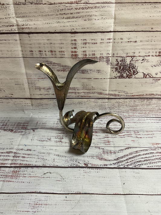 Vintage .800 Silver Flower Themed Candle Holder