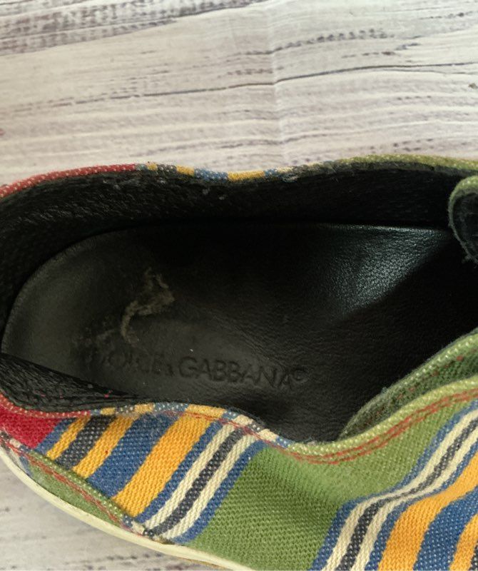 Men's Dolce&Gabbana Striped Canvas Espadrille Sneakers Multicolor Sz 9.5 AS IS