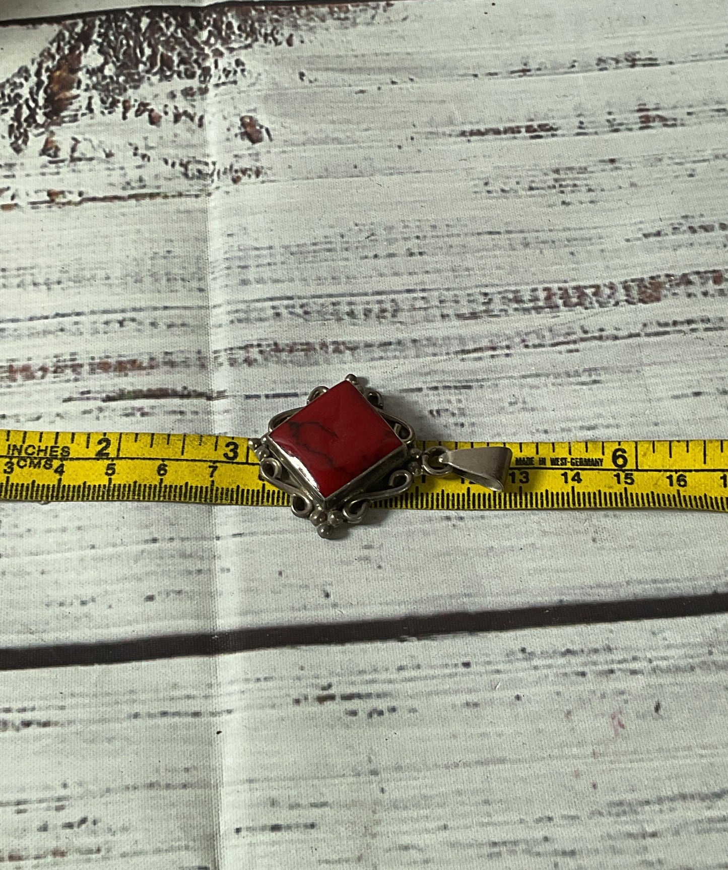 Red Jasper Sterling Silver Vintage Pendant