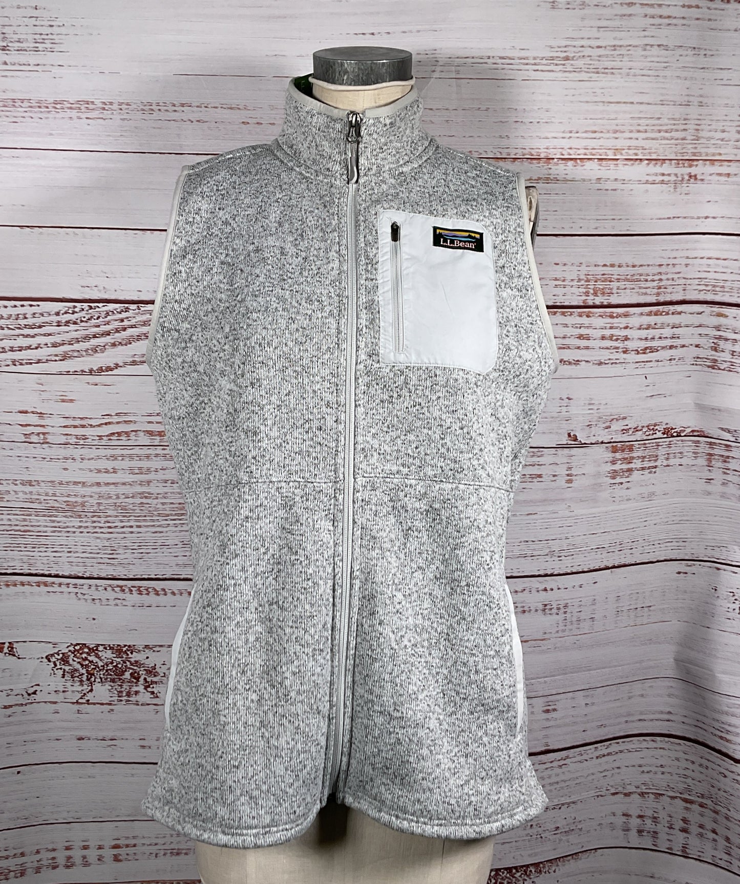 L.L.Bean Sweater Fleece Long Vest Gray L