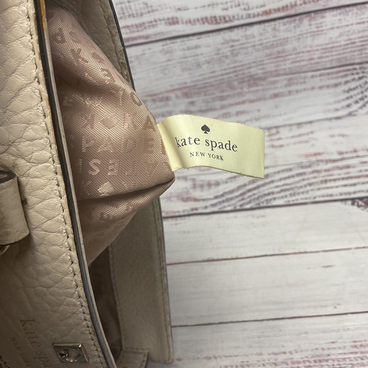 Kate Spade Warm Beige Leather Satchel/Top Handle Bag Purse