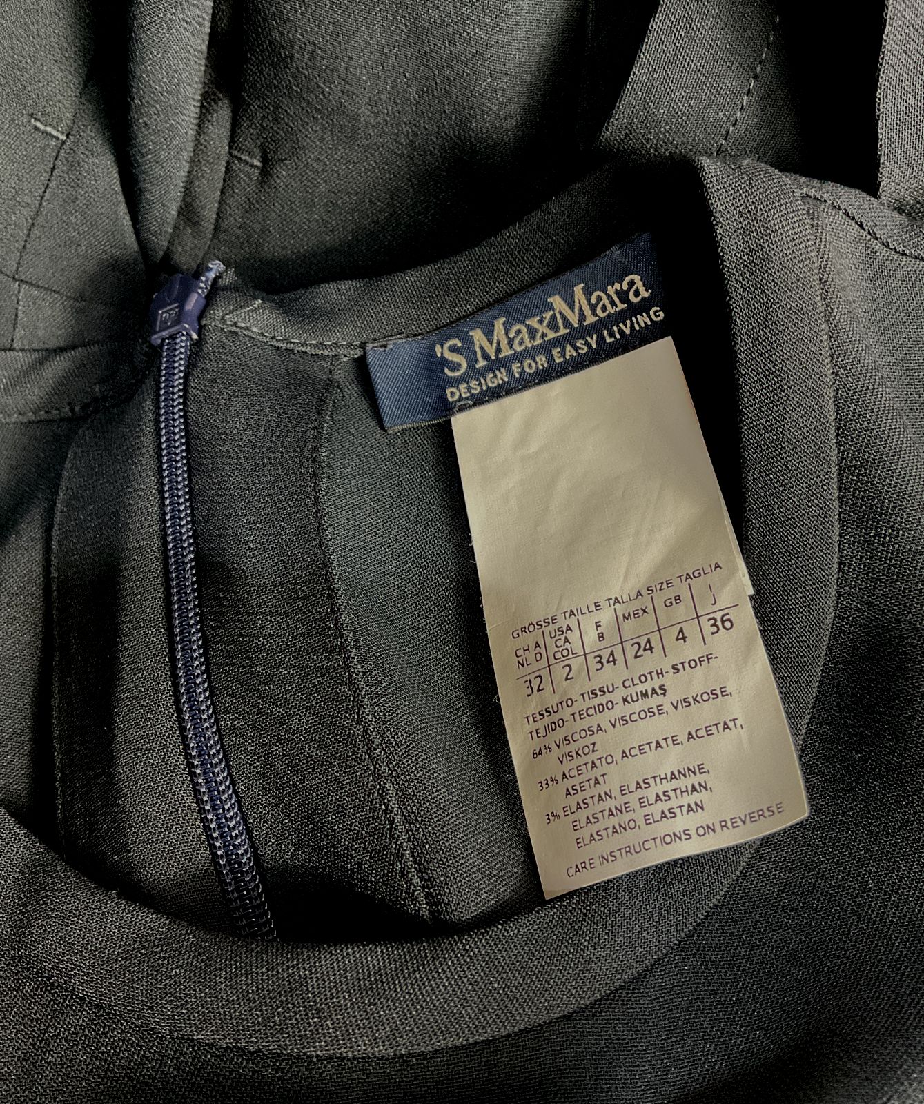 'S Max Mara Pleated Drop Waist Dress Dark Navy 2