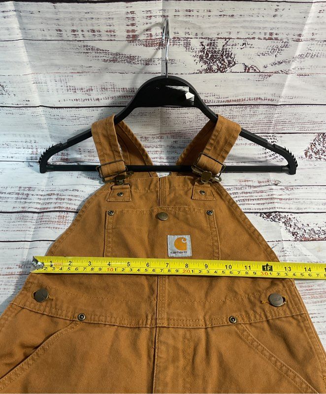 Carhartt Bib Overalls Size 7 Brown Duck Canvas Double Knee Youth