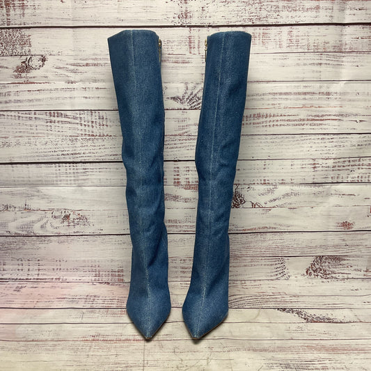 Schutz Blue Denim Jean Material Tall Heel Boot Women Size 9