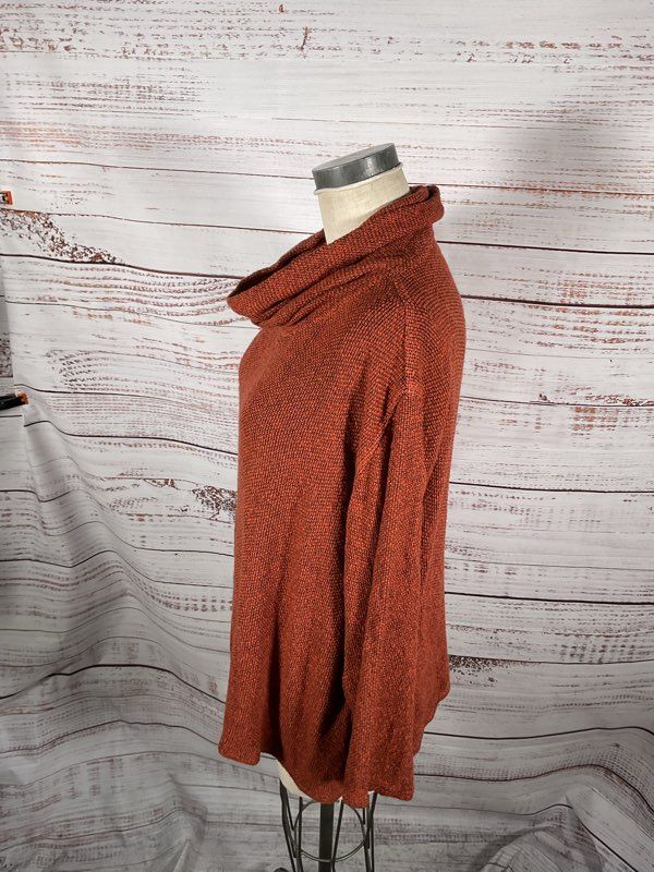 Nomad Women's Cowl Neck Burnt Orange Knit Pullover Sweater Size 8