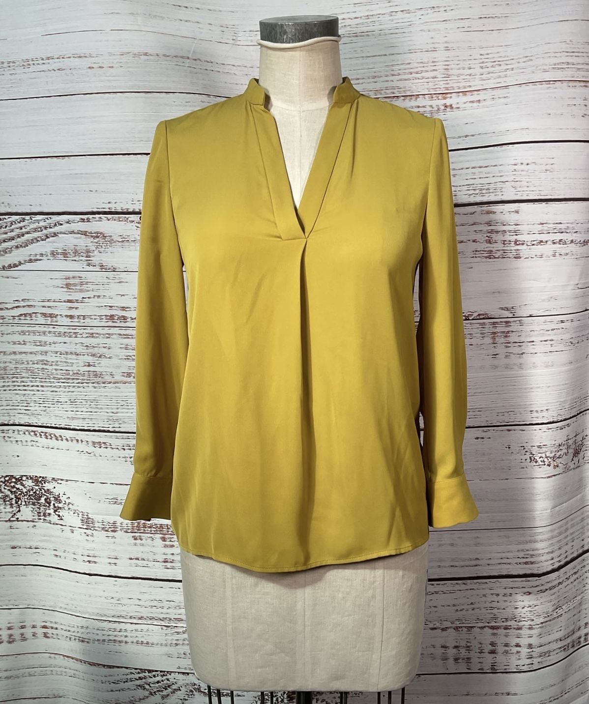Hobbs London Yellow V-Neck Tunic Blouse Office/Workwear Women's - Size 4