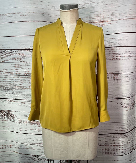 Hobbs London Yellow V-Neck Tunic Blouse Office/Workwear Women's - Size 4