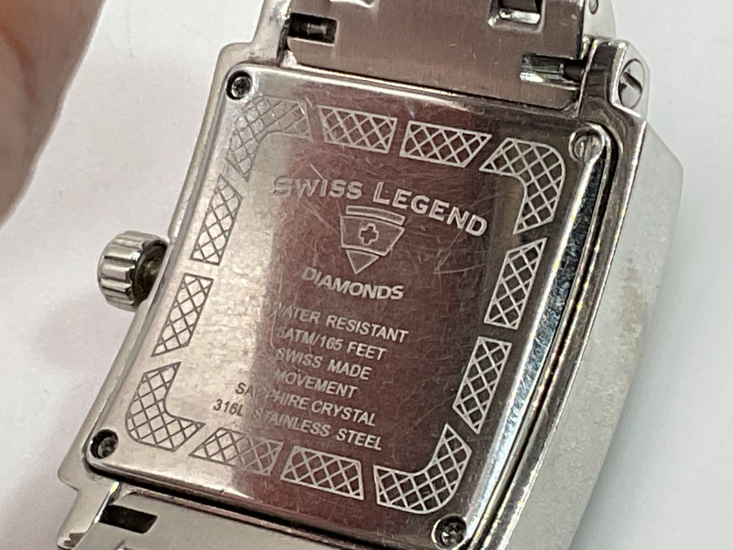 SWISS LEGEND Diamonds Silver Tone Diamond Accent & MOP Women's Watch- 6.25"