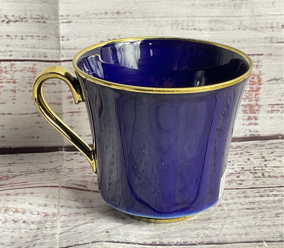 Bareuther Waldsassen Echt Vintage 22K Gold Germany Tea Cup Cobalt