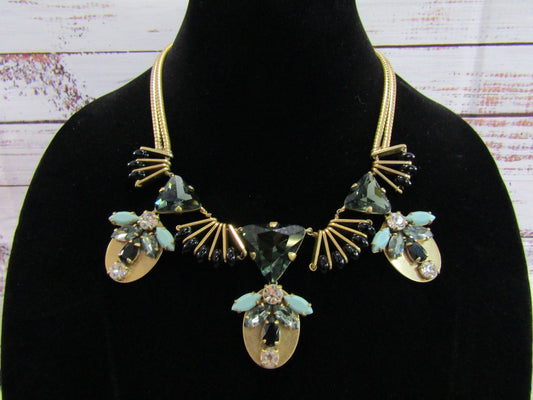 J. Crew Fanned Resin Rhinestone Statement Pendant Necklace