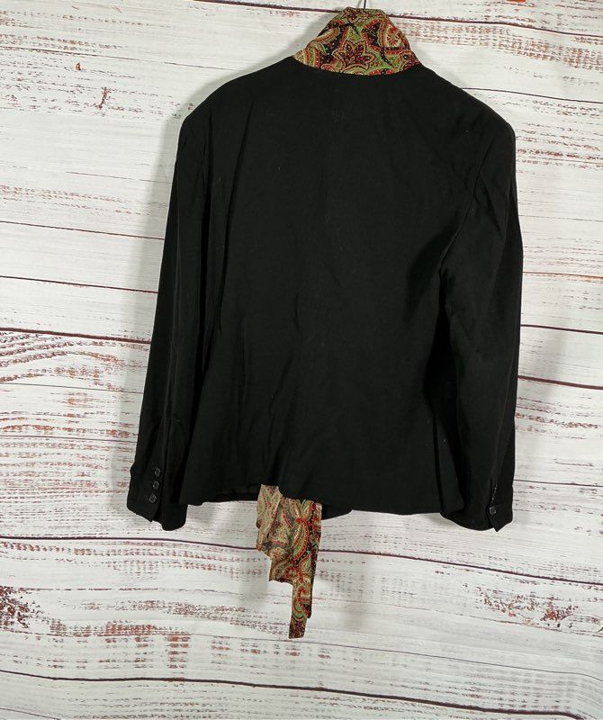 Women's Vintage Byblos Black Jacket with built in scarf Size 46/US L