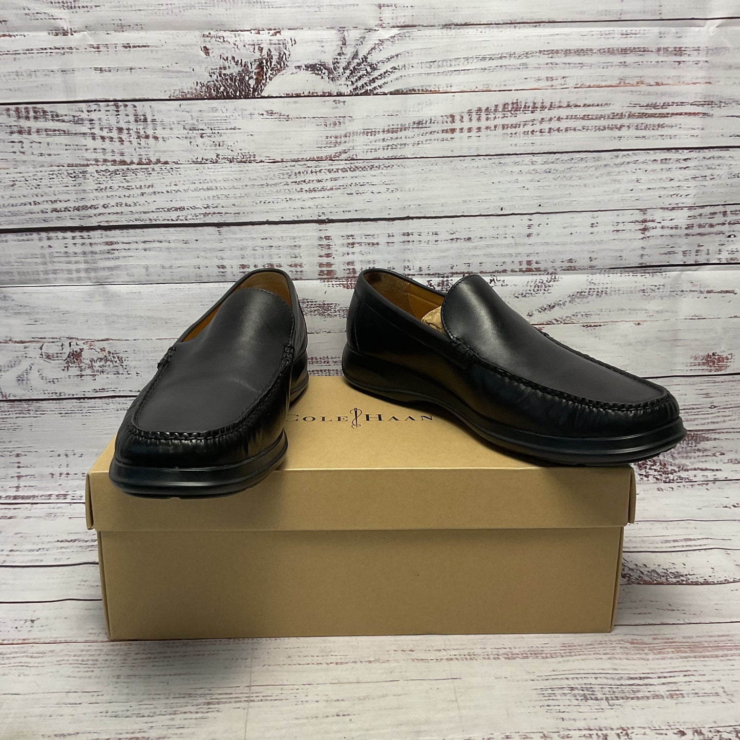 Cole Haan Air Dempsey Venetian Black Leather Loafer Dress Shoe Men 11.5 1/3