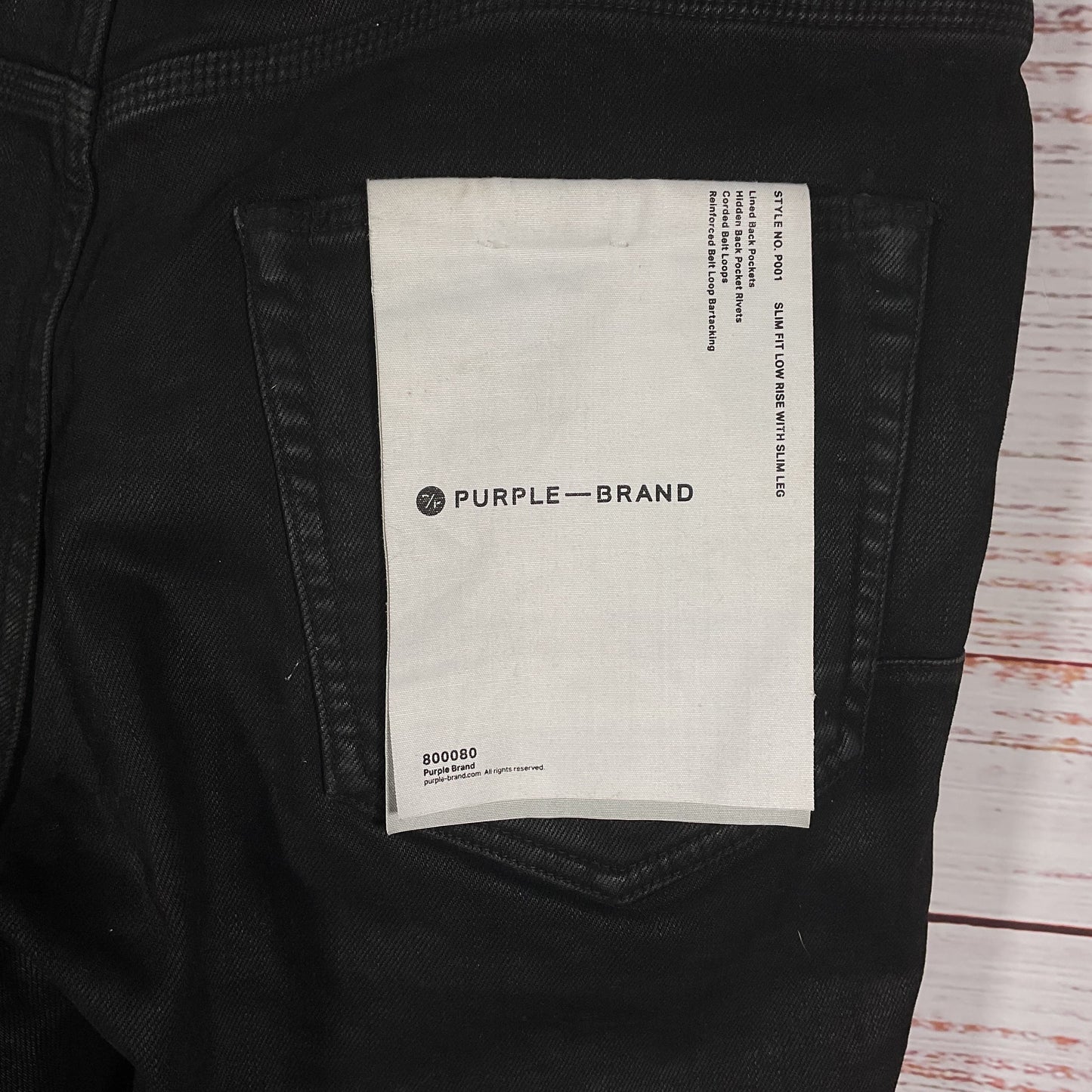 Purple Brand Slim Fit Low Rise Black Raw P001 Pants - Size 36x33