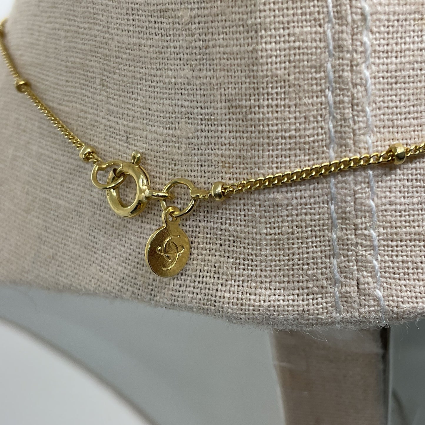 Sterling Silver Vermeil Stationed Bead Ball Pendant 18" Necklace- 3.13g