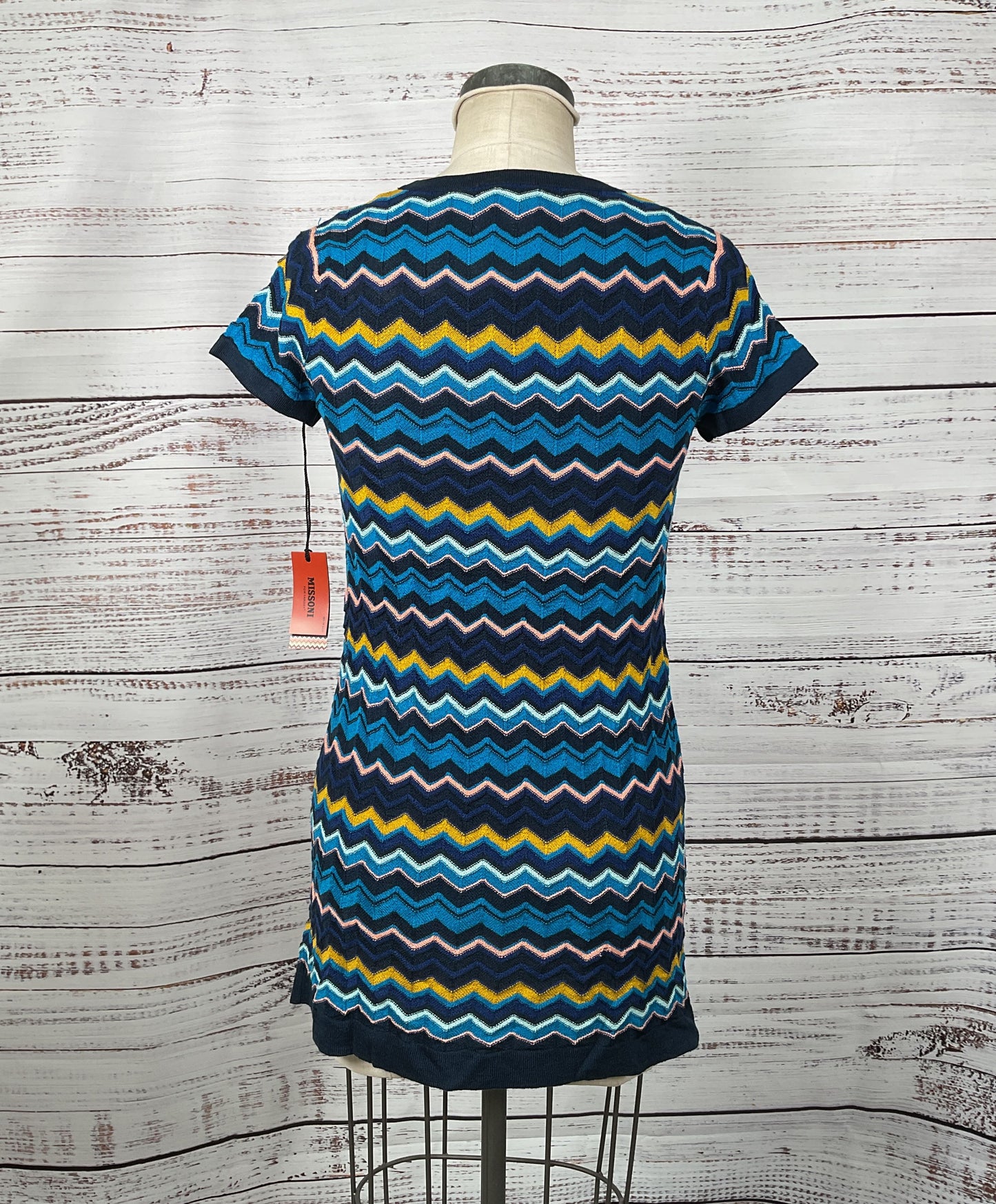 Missoni For Target Blue, Yellow and Pink Chevron Casual Dress - Size Small