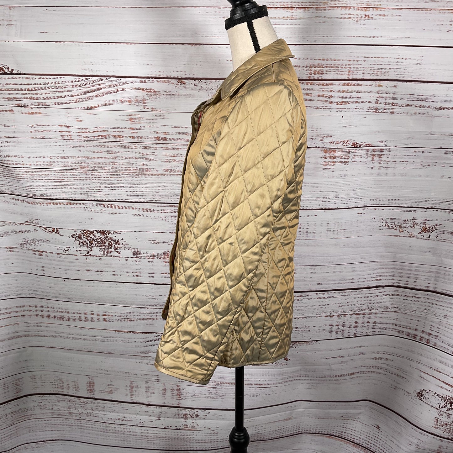 Burberry Gold Quilted Snap Button Jacket - Size XS