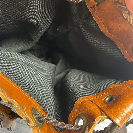 Brown Leather Western Style Shoulder Medicine Bag - Size 8"
