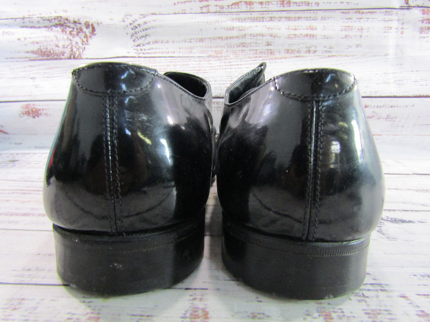 Vintage Yves Saint Laurent Men's Black Patent Leather Tuxedo Dress Shoes Size 8