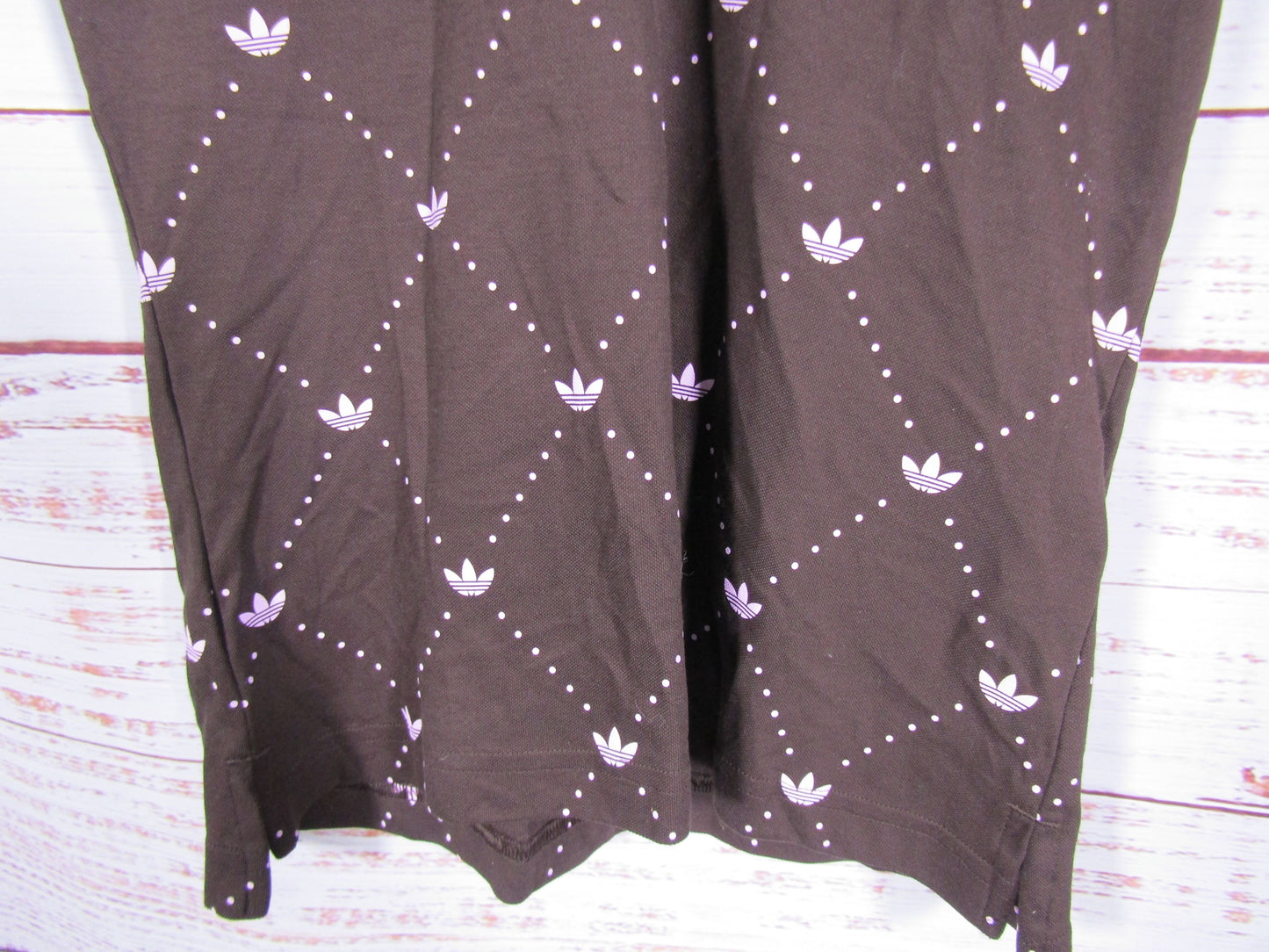 Adidas Women's Dark Brown Bliss Lilac Printed Trefoil Polo Shirt Size S
