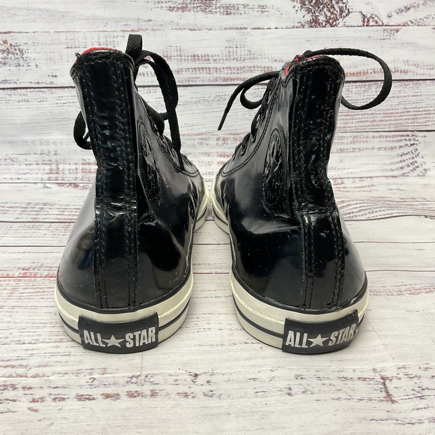 Converse Black Patent Leather High Top Sneaker Casual Shoe Men Size 9.5