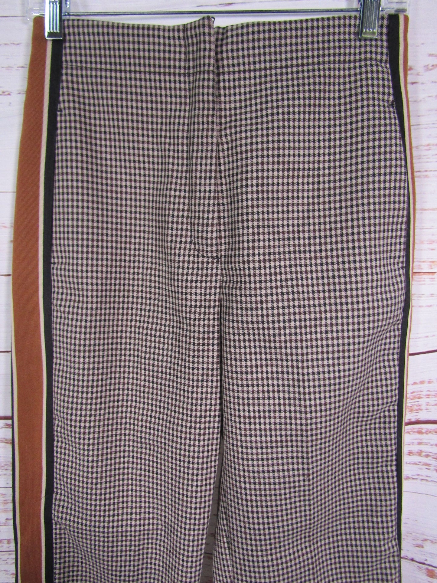 Sandro Nils Women's Brown Gingham Check Pants Size 34