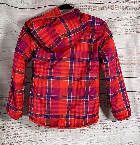 Columbia Reversible Padded Insulated Hooded Jacket Red Plaid Kids M 14-16