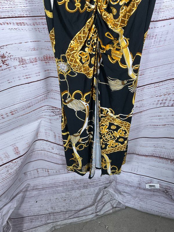Karen-T-Design Women's Black & Gold Midi Dress