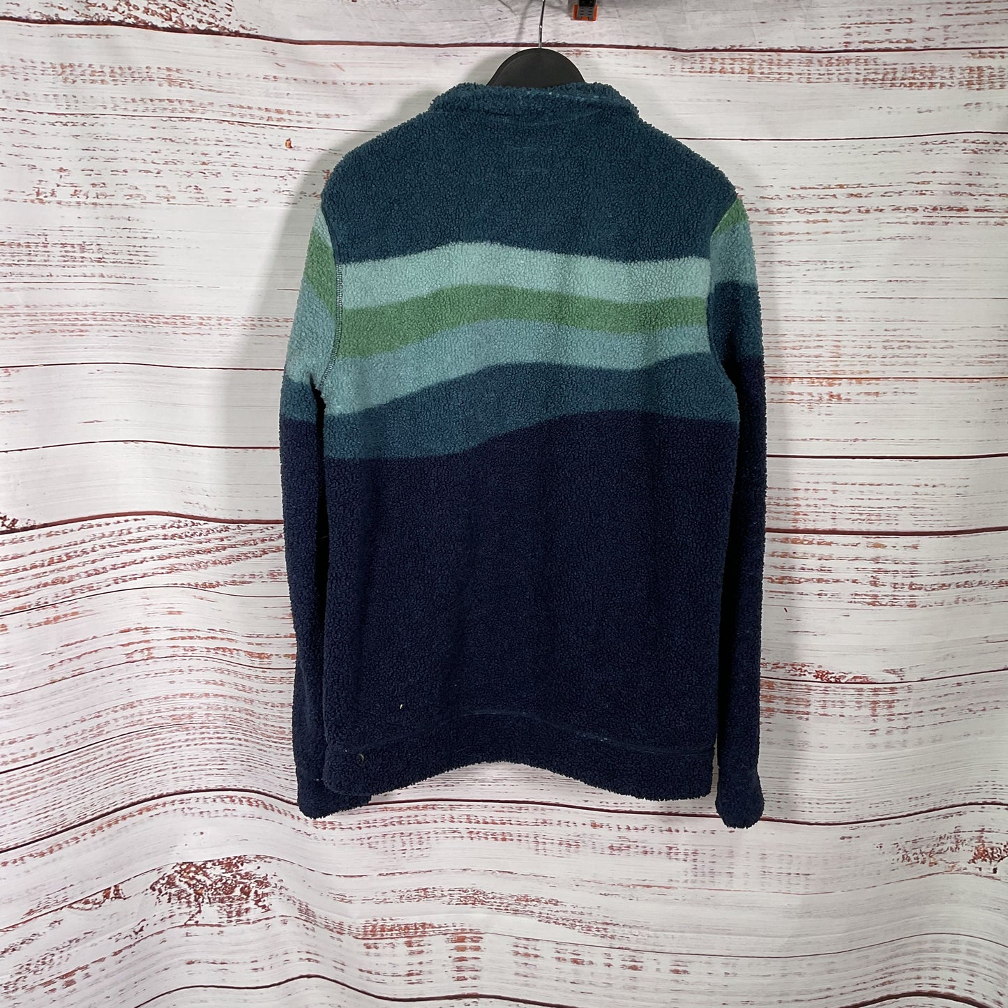 Marine Layer Sherpa Fleece Quarterzip Navy Blue Green Pullover - Size Small