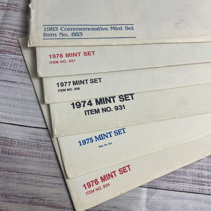 Lot Of 6 Vintage Us Mint Commemorative Stamp Sets (1974 78, 1983)