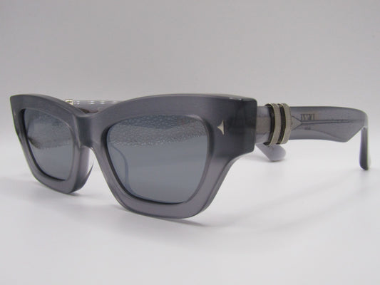 Dezi Stacked Women's Gray Smoke Acetate Cat Eye Sunglasses
