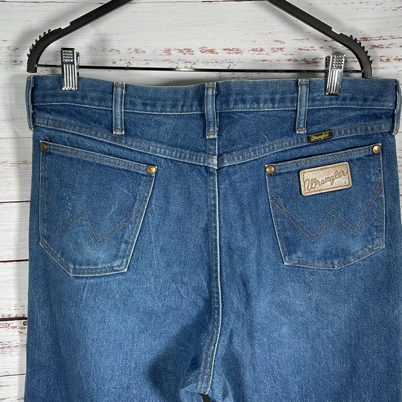 VTG Wrangler Custom Screenprint White Mercedes Car Graphic Jeans Men Size 36x34