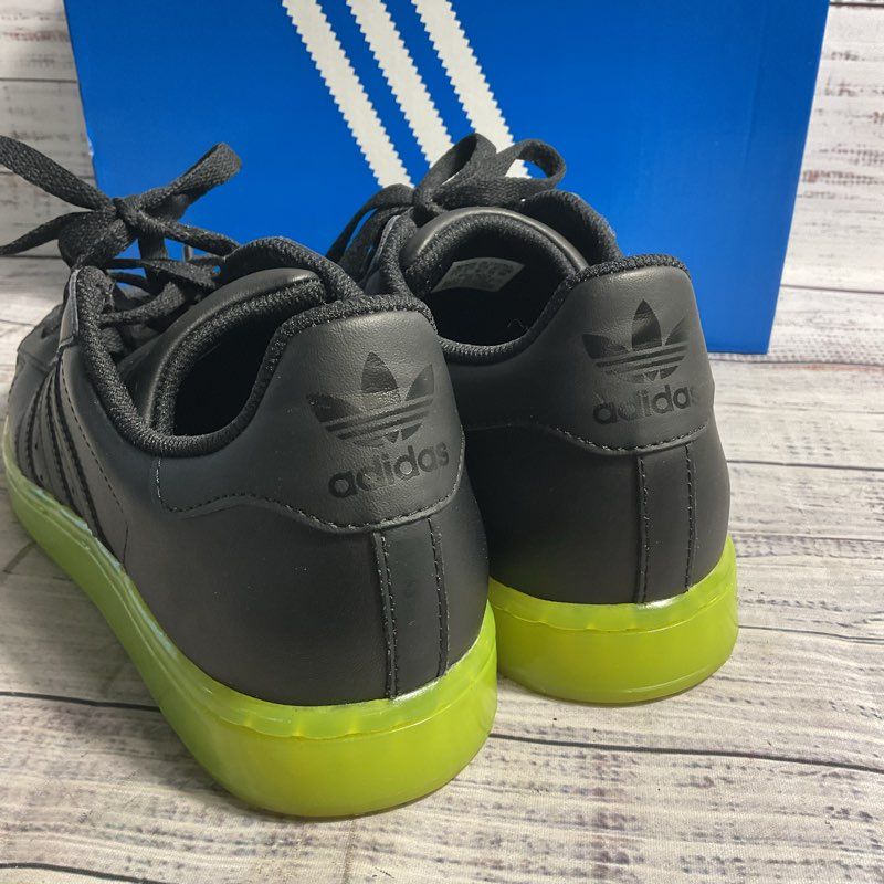 Adidas Superstar CLR Black/Electric Green Leather Sneaker Men's 7.5 w/ OG Box