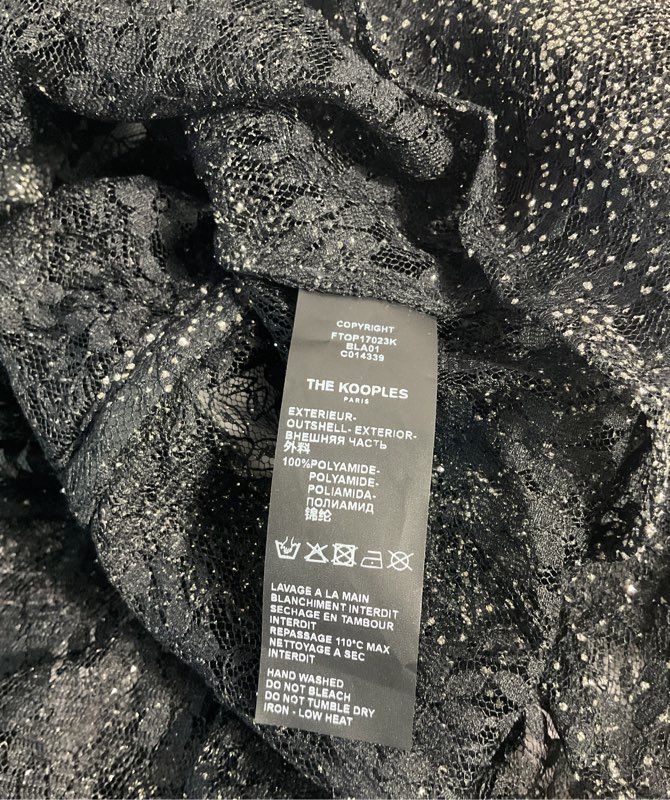 NWT The Kooples Paris Women's Sheer Sparkling Glitter Dress Size 1 Black Silver