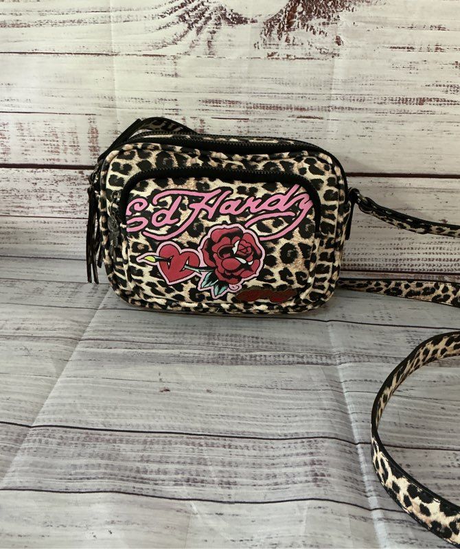 Women's NWOT Ed Hardy Cheetah Print Crossbody Bag ADORABLE!!
