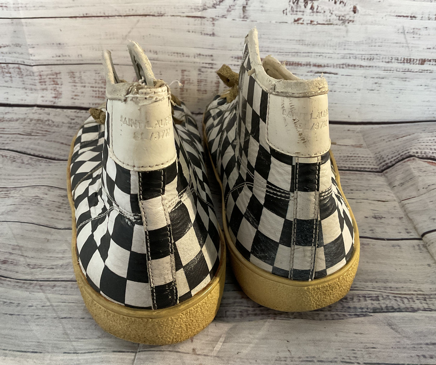 Saint Laurent Paris Hedi Slimane Checkered High Sneakers Multicolor 11.5