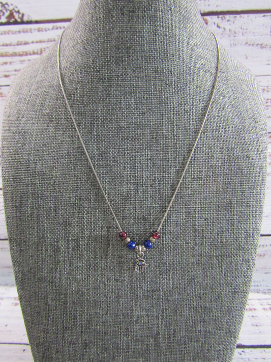 Sterling Silver Serpentine Chain Hamsa Palm Rhodolite Garnet Lapis Lazuli