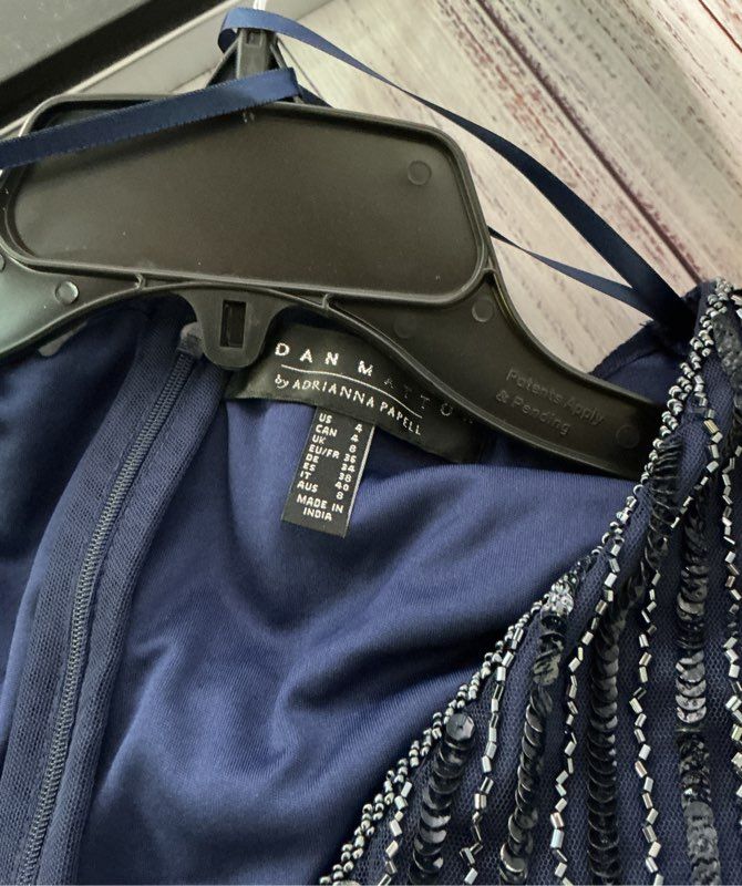 NWT Women's Aidan Mattox Blue Beaded Formal Dress Size 4 Retail $550