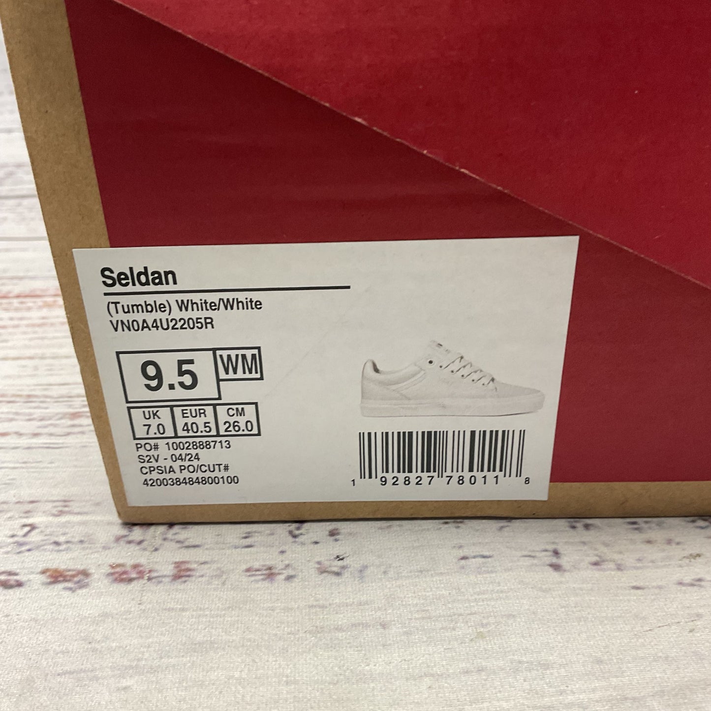 Vans Seldan Low Top Sneakers White Leather Shoe Women Size 9.5