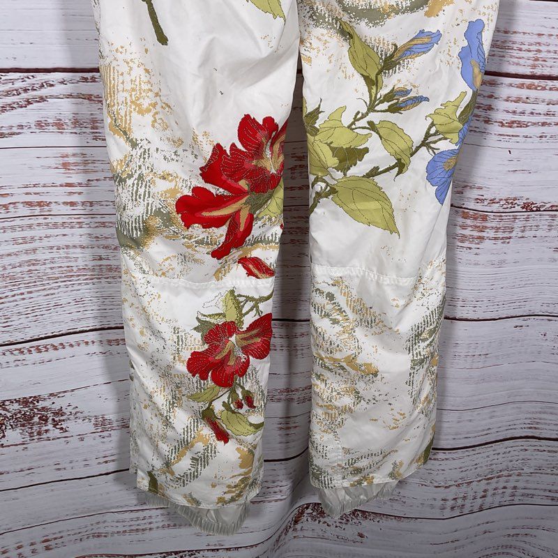 NWT Obermeyer Cortina White Floral Print Lined Snow Pants - Size 8