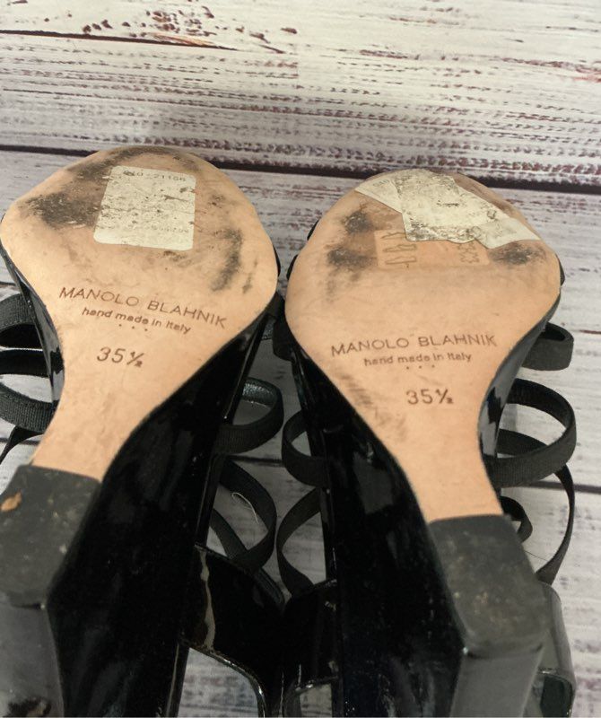 Women's Manolo Blahnik Black Wedge Sandal Size 35.5 US Size 5