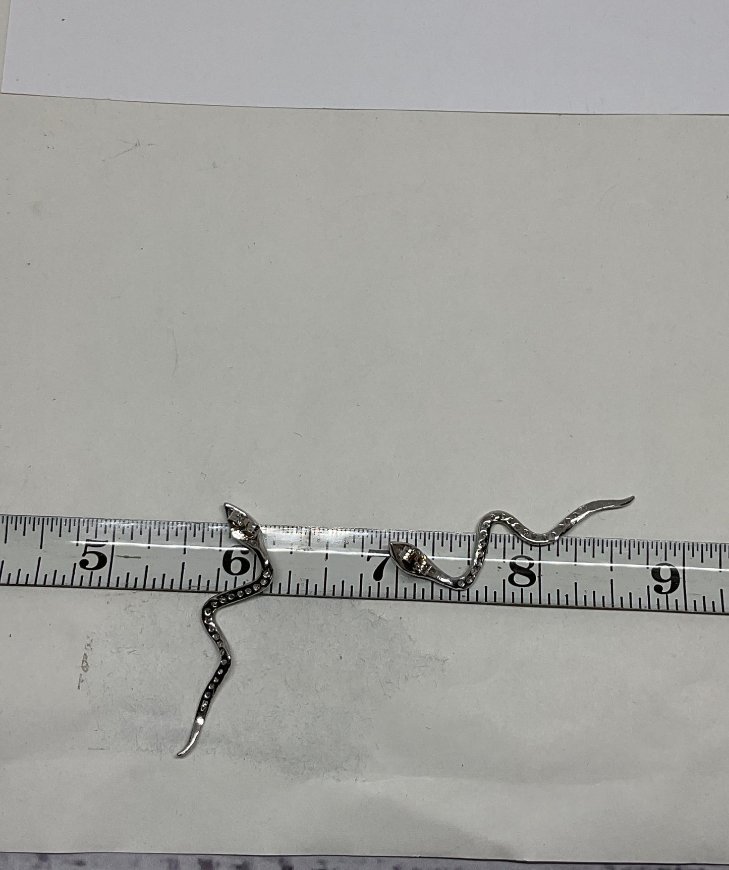 Unbranded Sterling Silver Snake Earrings with Rhinestones