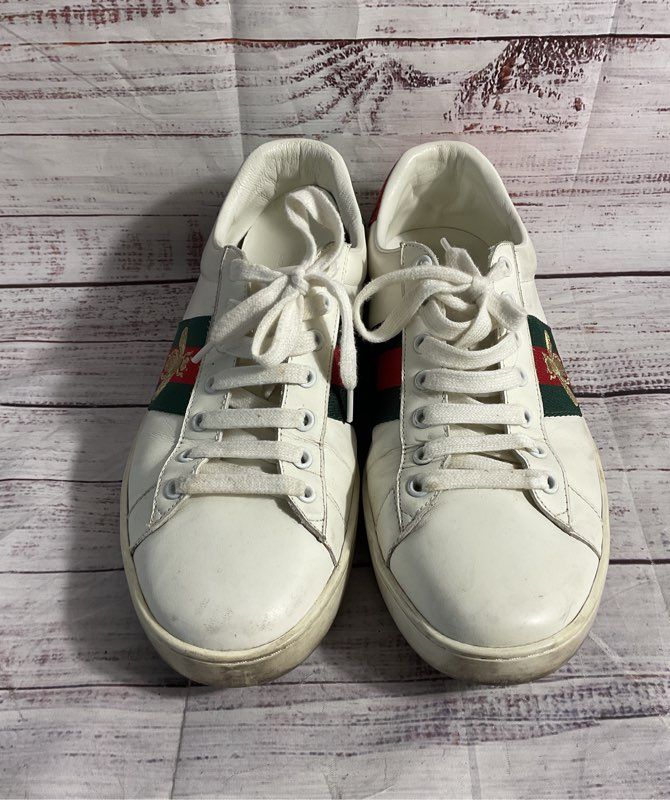 Gucci GG ACE 429446 Men's Sneakers White Leather Size 11 US/44.5 Bee Embroidered