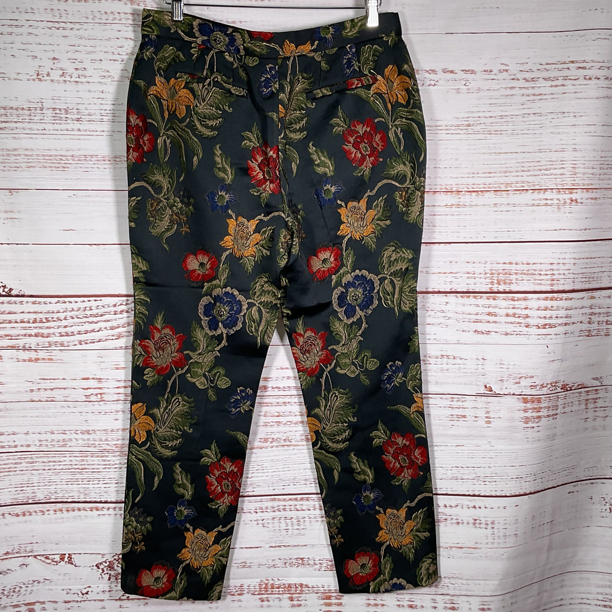 ROSETTA GETTY Women's Black Floral Embroidered Pants- SZ 8