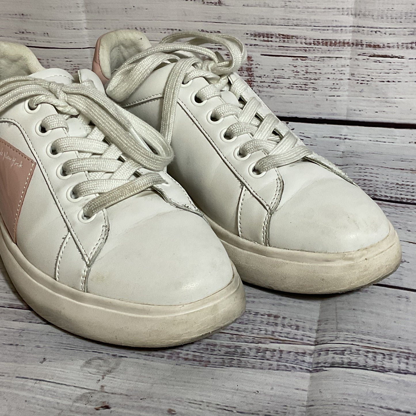 KATE SPADE Women's White & Pink Leather Sneakers- SZ 7B