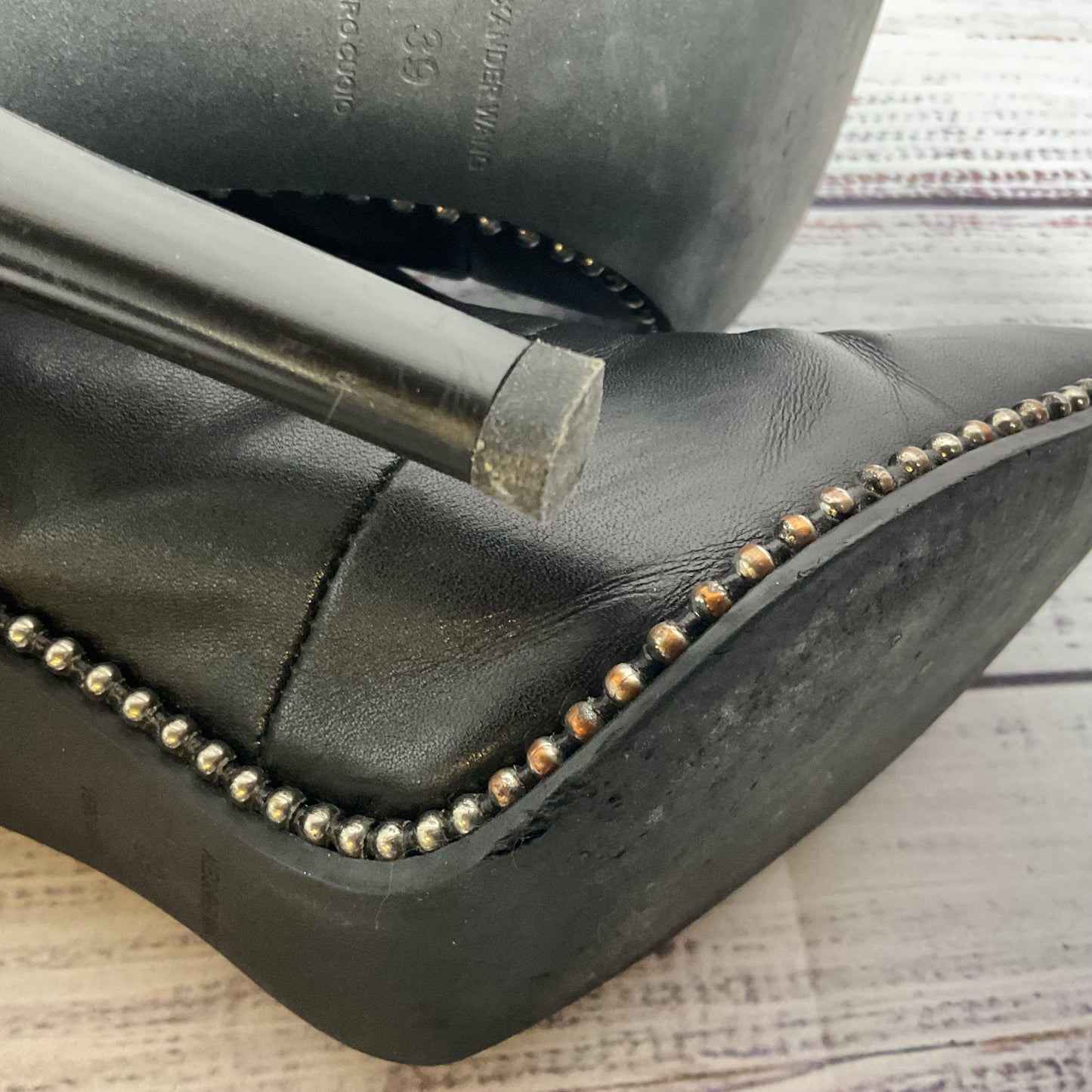 ALEXANDER WANG Eri Women's Black Studded Pointy Back Zip Booties/Boots- SZ 39