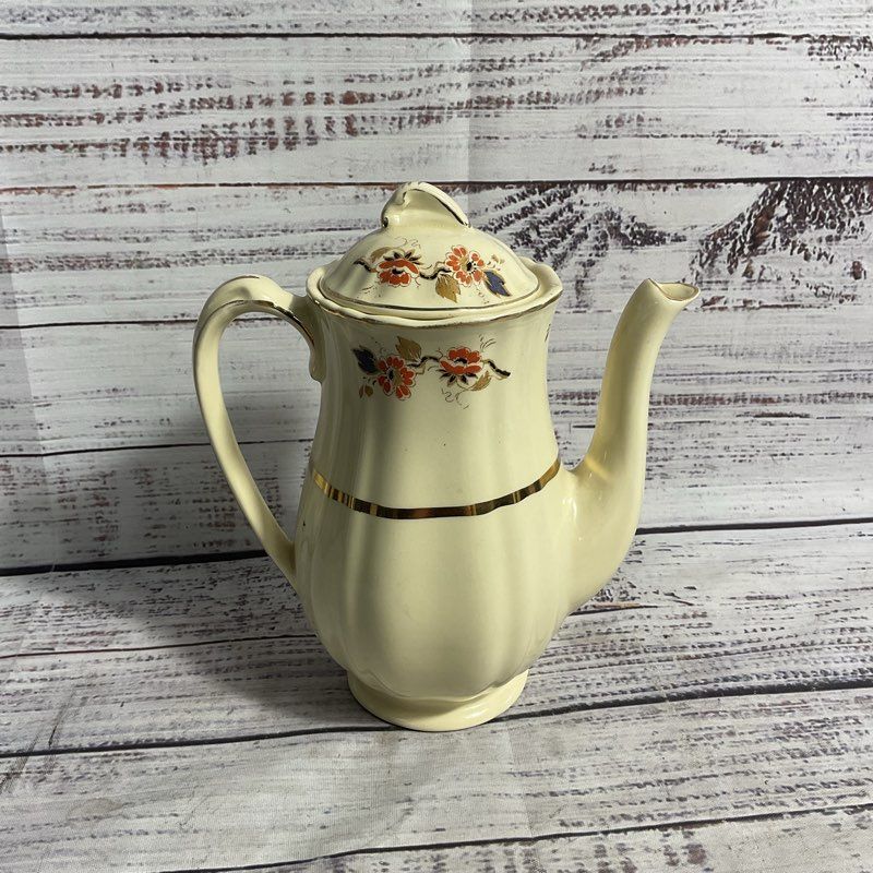 Vintage J & G Meakin Sunshine Pattern Gold Trim Floral 7" Tea Pot