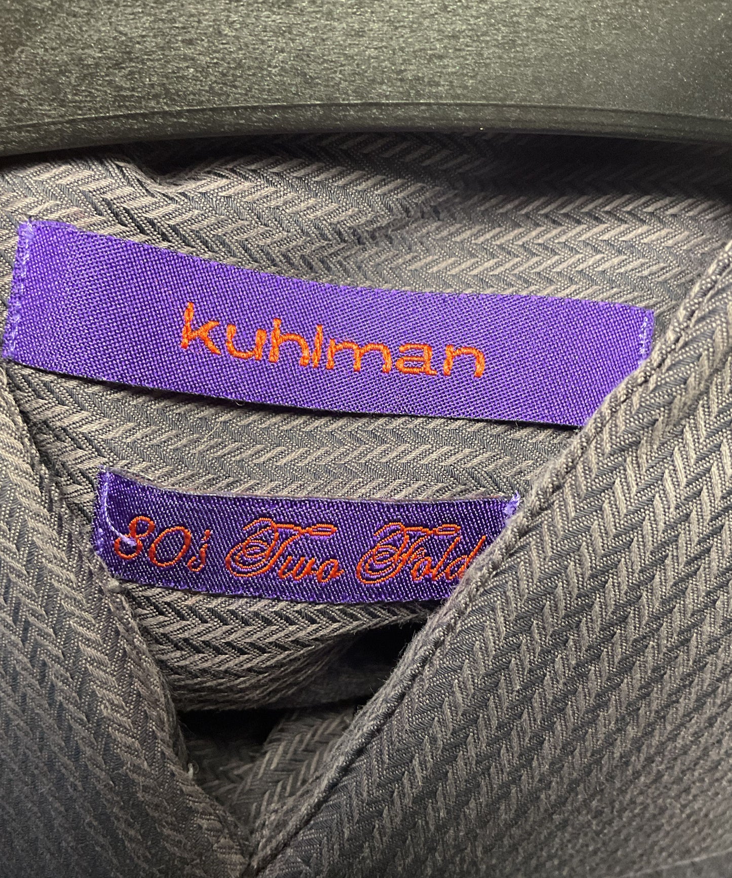 Kuhlman 80s 2 Fold Purple Grey French Cuff Long Sleeve Dress Shirt Size 41