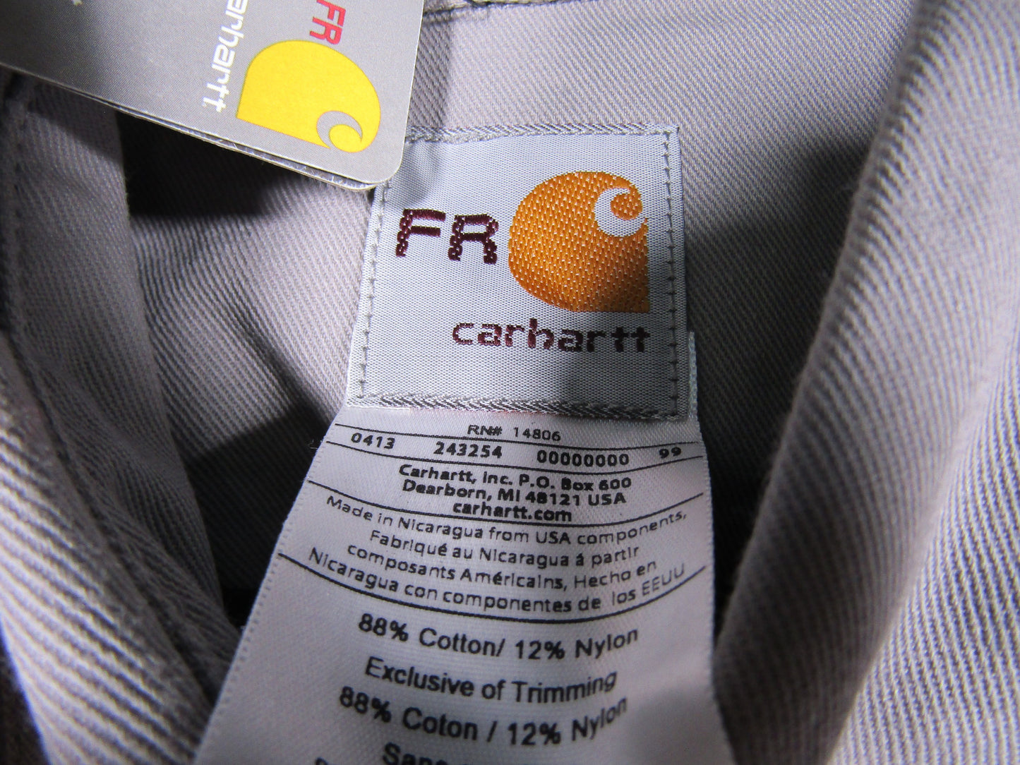 Carhartt Men's Gray Flame-Resistant Twill Shirt Size L